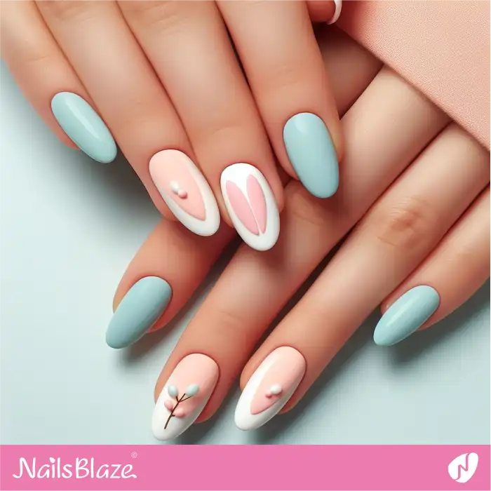 Simple Easter Bunny Ear Nail Design | Easter Nails - NB3399